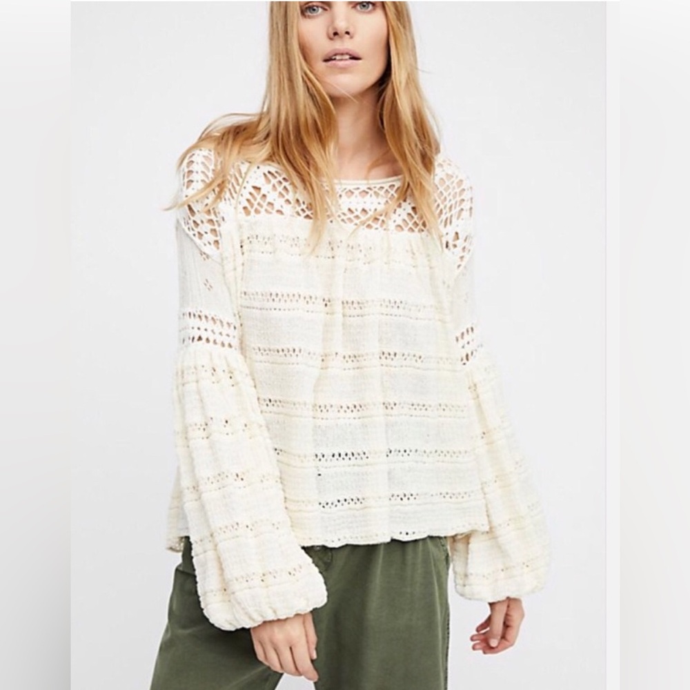 Free People Crochet Knit Sweater